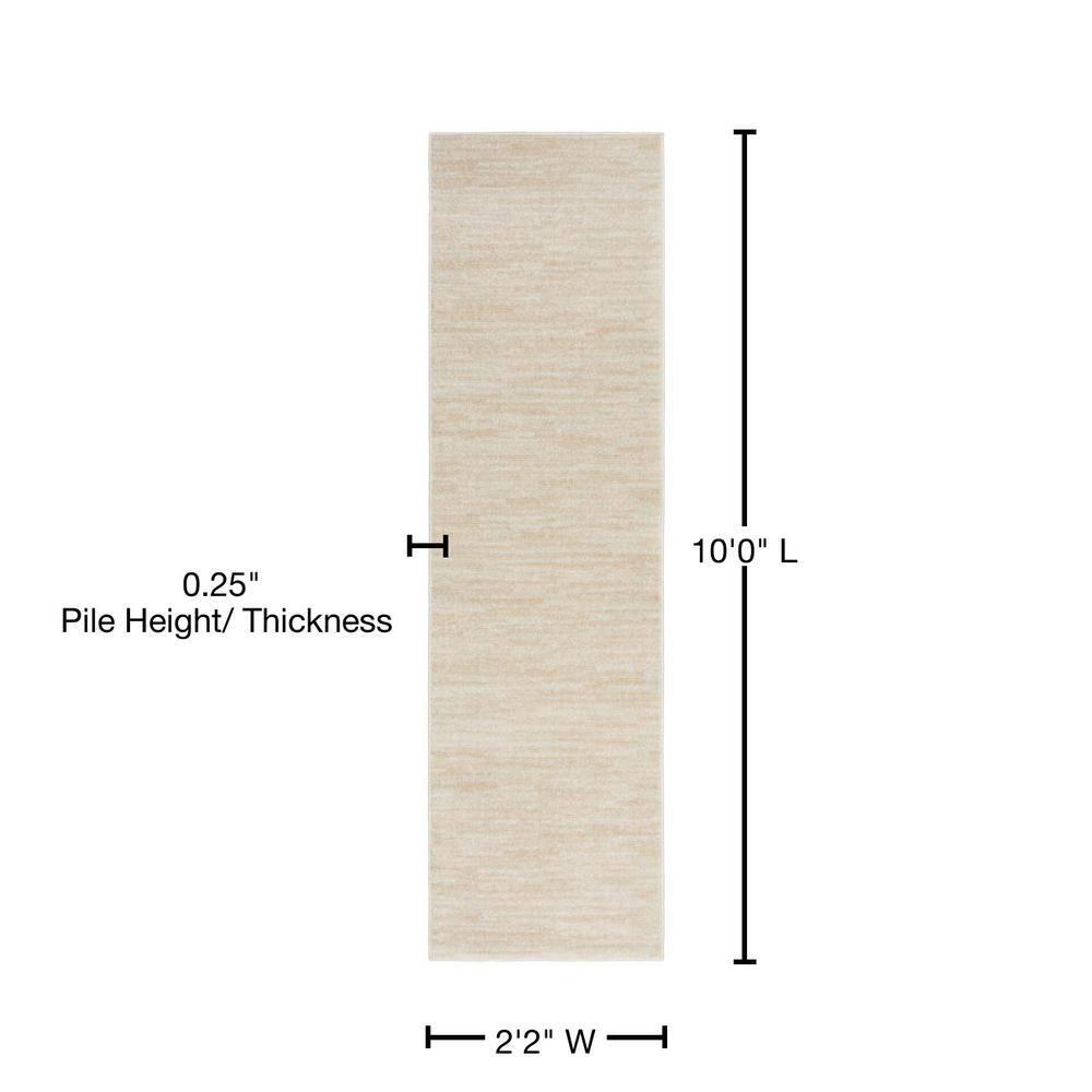 Nourison Essentials Easy Care Indoor Outdoor Area Rug - Ivory Beige 2'2" x 10'