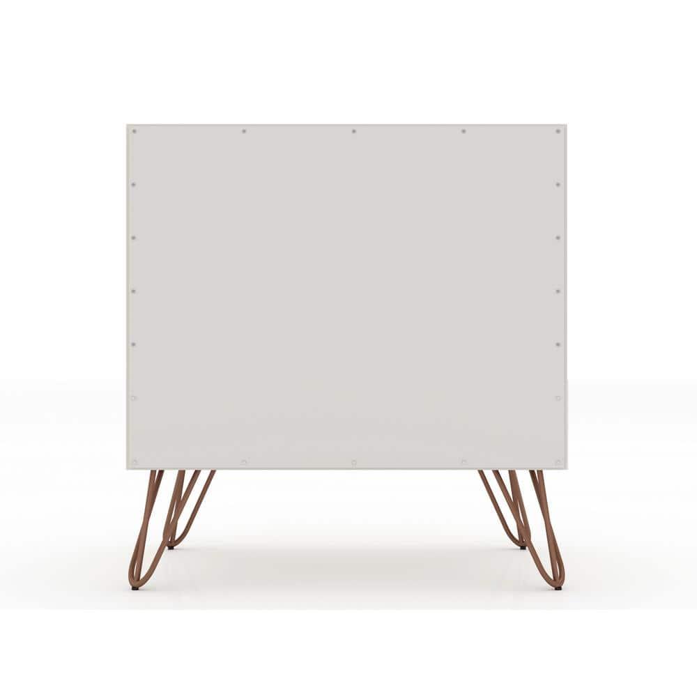 Set of 2 Rockefeller 1 Drawer Nightstands Off White/Nature - Manhattan Comfort