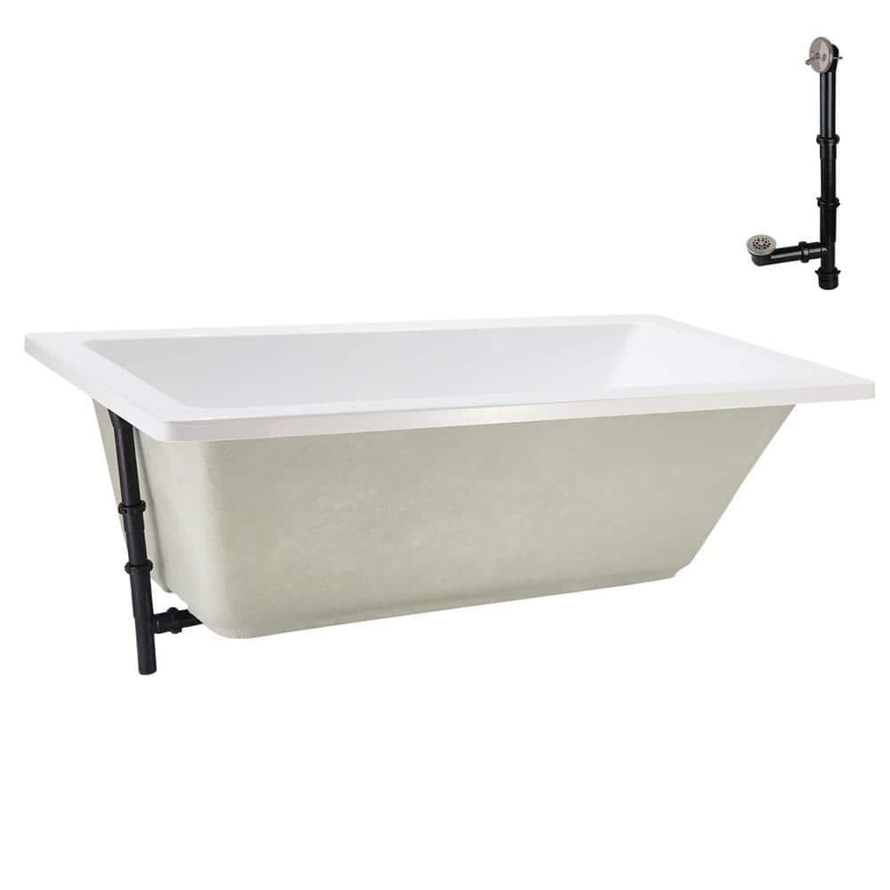 60" x 32" Acrylic Soaking Drop-In Bathtub, Drain Included