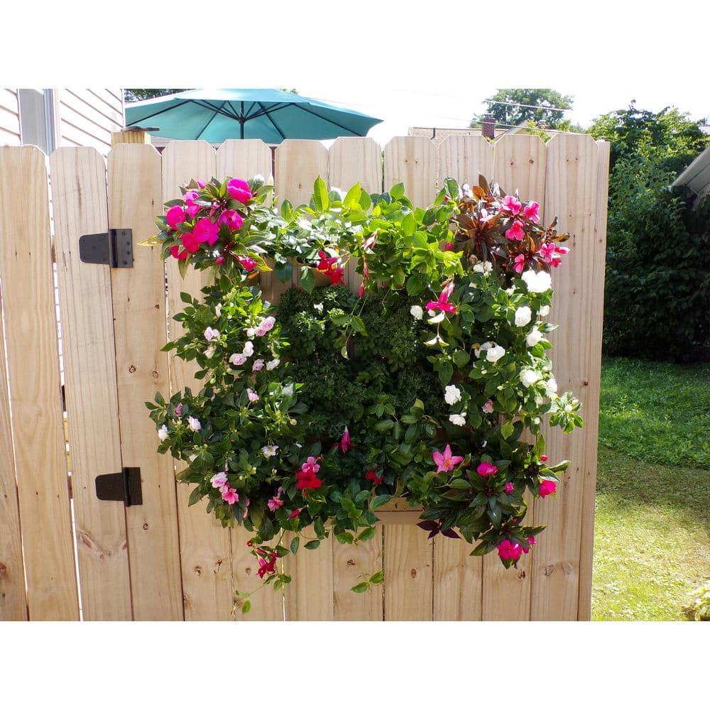Bloomers Wall Flowers Vertical Gardening System – Create Gardens on Walls – Holds up to 4 Potted Plants – Black