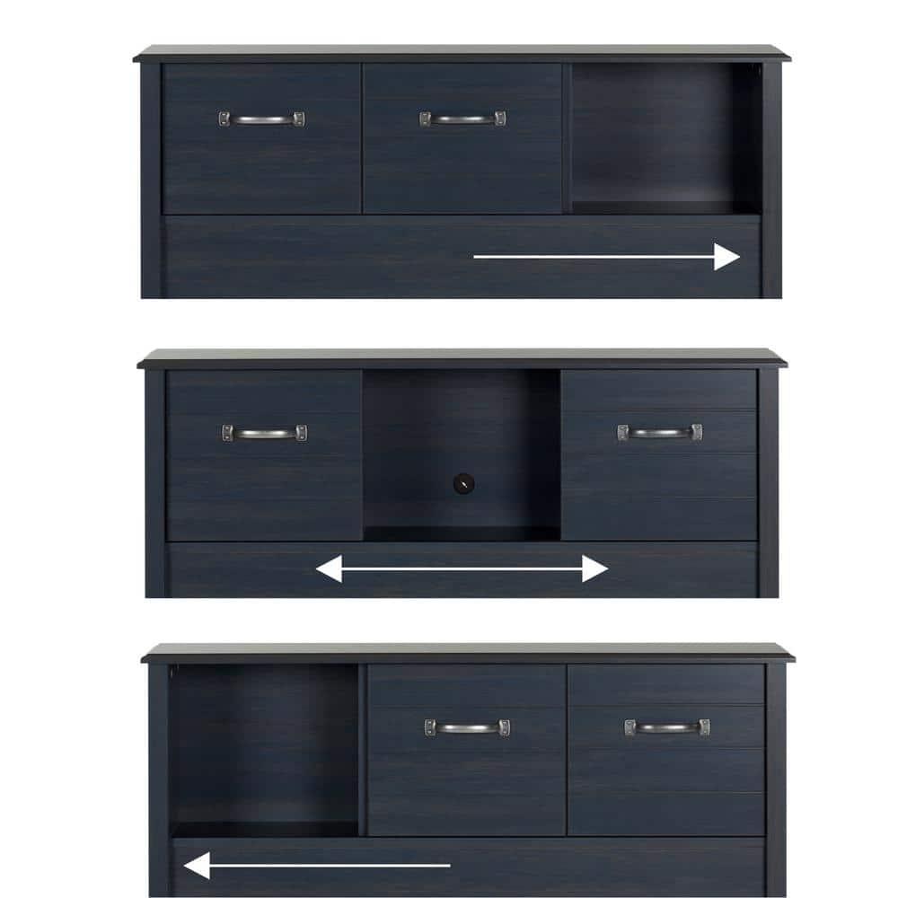 South Shore Ulysses Blueberry Bookcase Headboard with Sliding Doors, Multiple Sizes