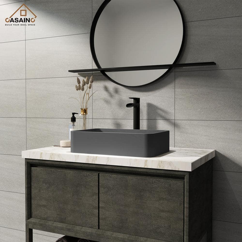 CASAINC Maple 12.79'' Concrete Rectangular Bathroom Sink