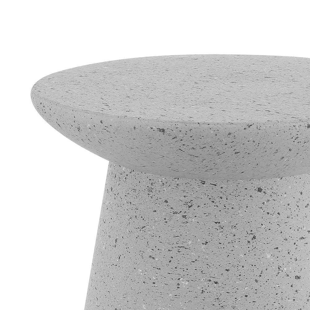 Hollie 18" Minimalist Modern Drum Accent Table Pedestal, Gray Terrazzo Finish - JONATHAN Y