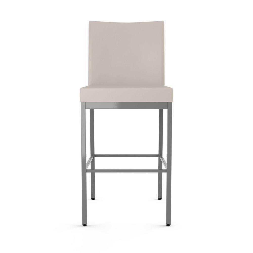 Amisco Perry Plus 26 In. Counter Stool - Cream Faux Leather / Metallic Grey Metal