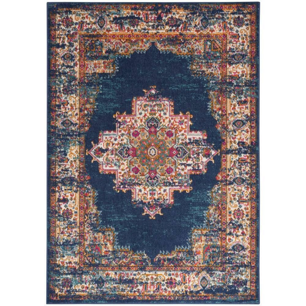 Nourison Passion Medallion Bohemian Indoor Rug Navy 5'3" x 7'3"