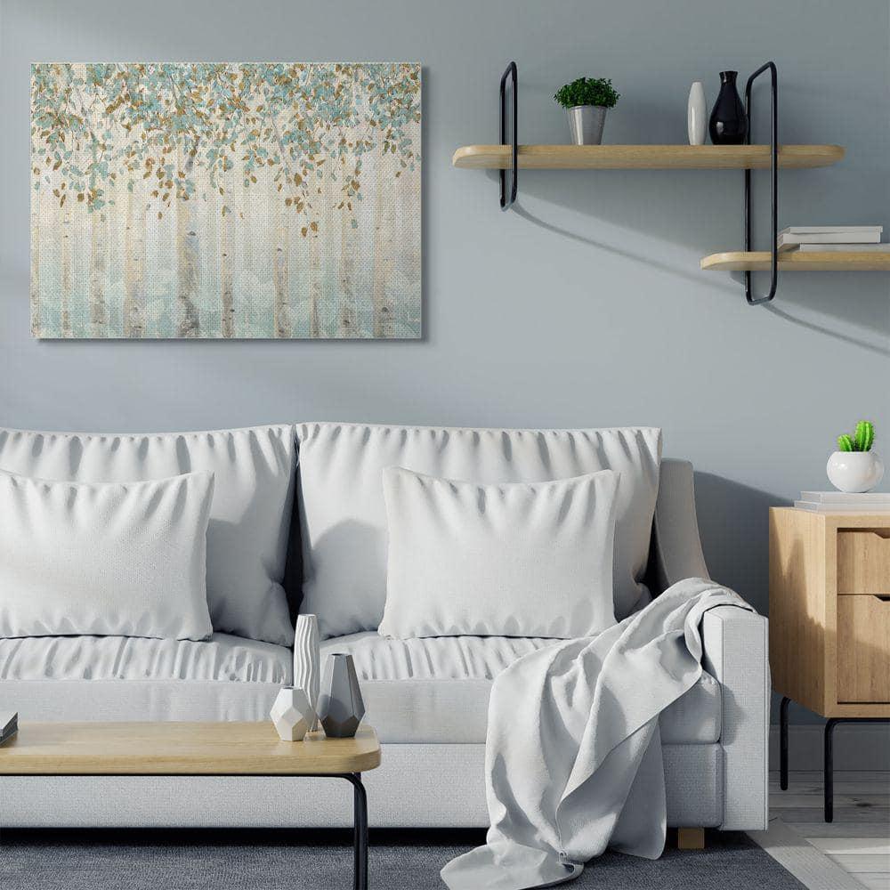 Stupell Industries Abstract Forest Leaves Trees Blue Tan Soft Painting Canvas Wall Art Design by James Wiens, 36" x 48"