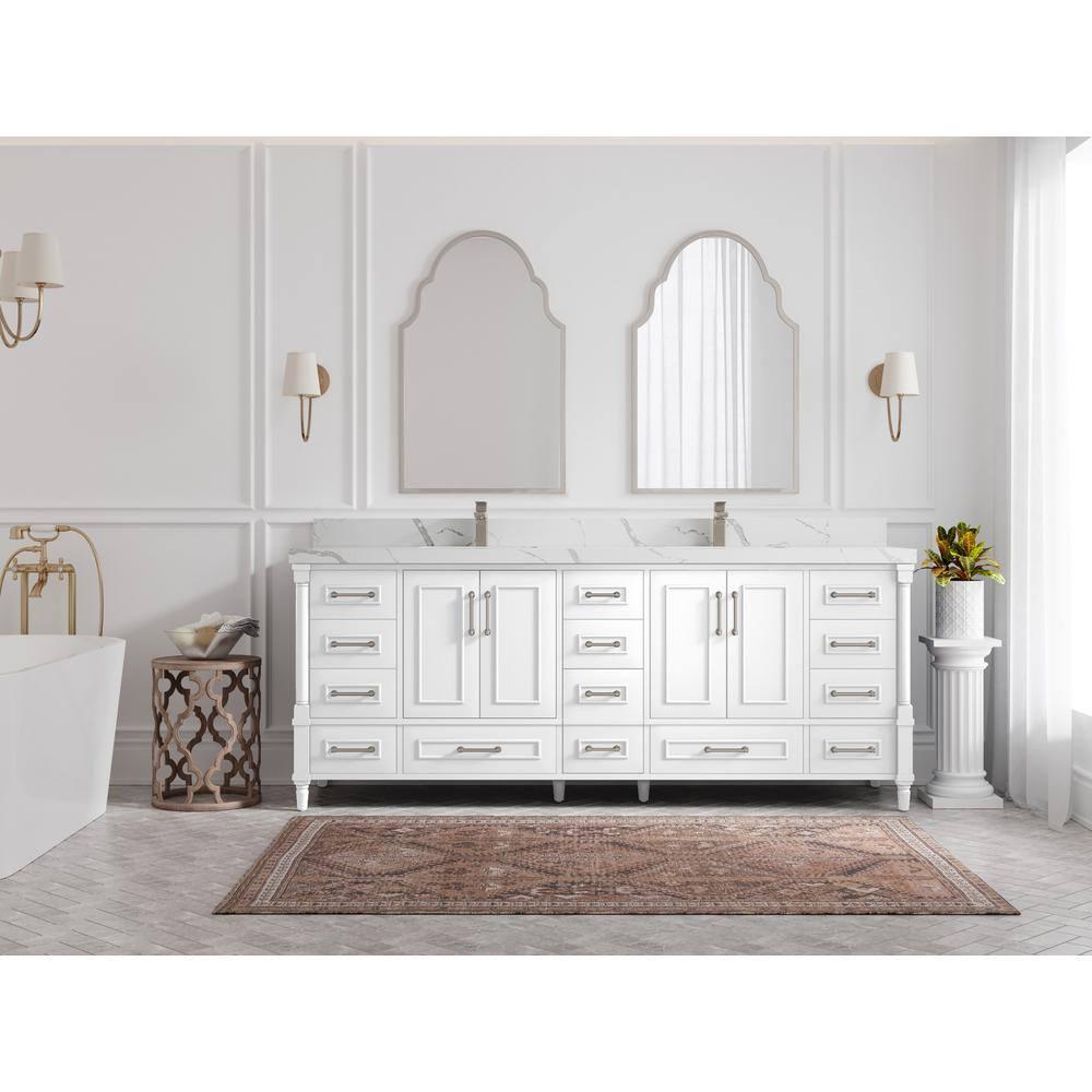 Willow Collections Aberdeen 84'' Double Bathroom Vanity with Quartz Top
