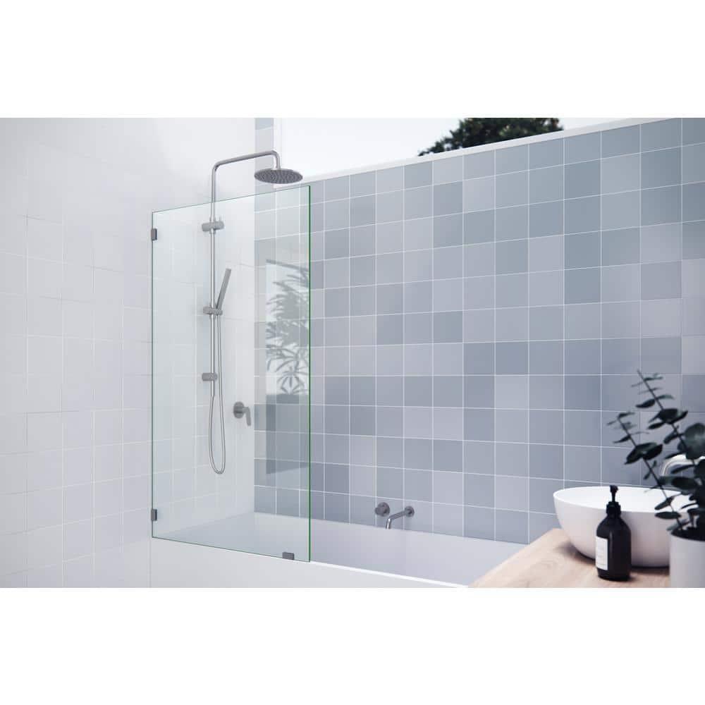 Vela 34 in. x 58.25 in. Frameless Single Fixed Bath Panel