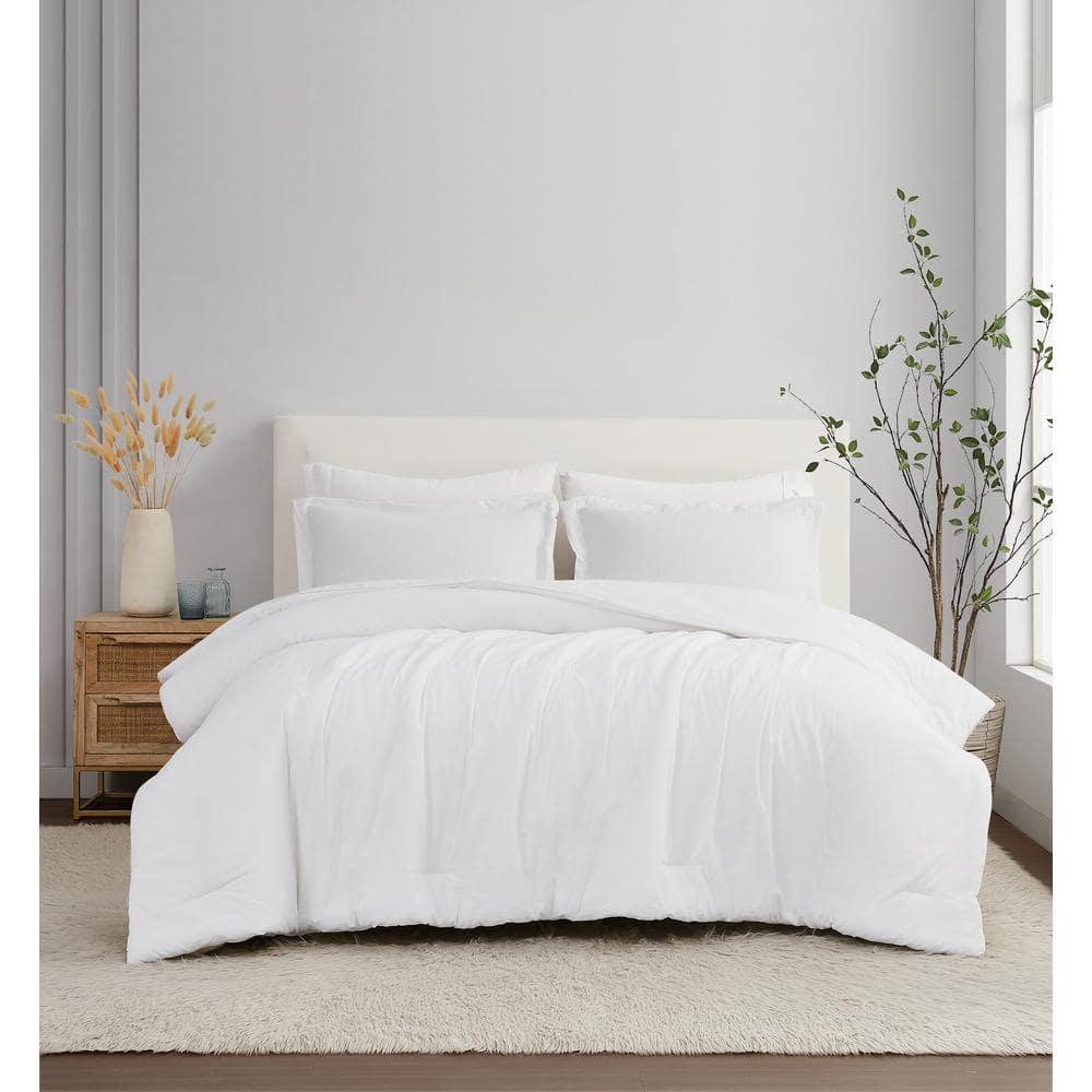 Brooklyn Loom 3pc Full/Queen Flax Linen Comforter Set White