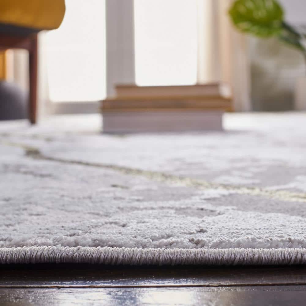 Amelia ALA293 Power Loomed Indoor Area Rug - Grey/Gold - 5' Round - Safavieh