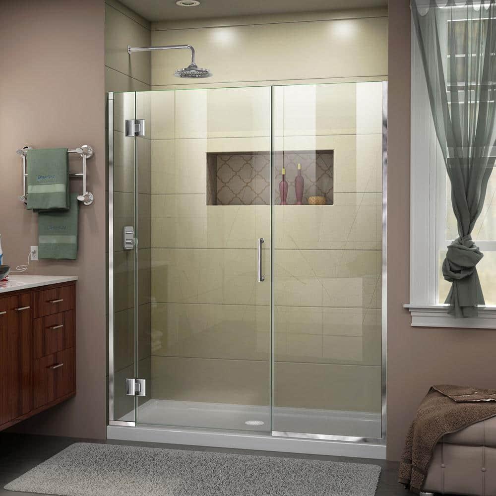 Unidoor-X 55.5" W x 72" H Frameless Shower Door with Fixed Panel