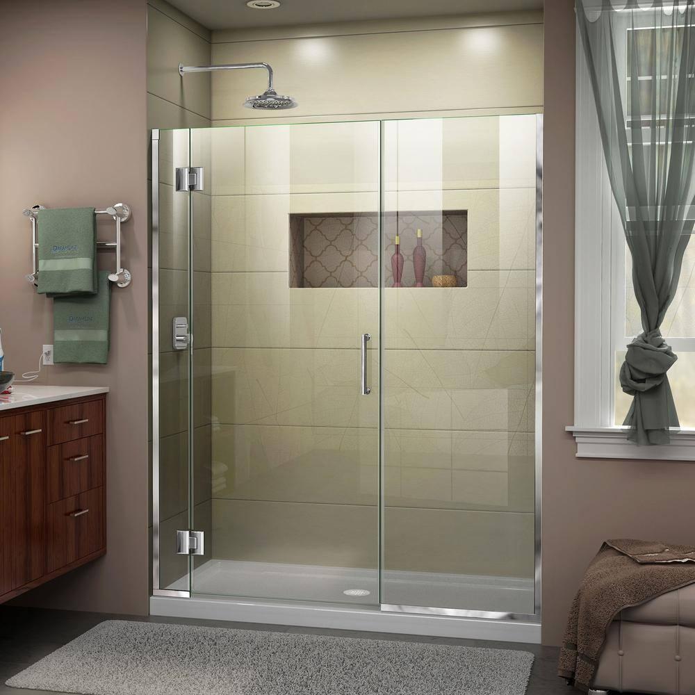 Unidoor-X 57.5" W x 72" H Hinged Frameless Shower Door