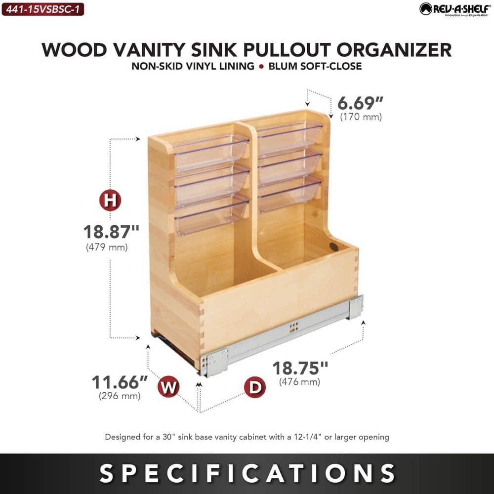 Rev-A-Shelf Rev-A-Shelf Wood Vanity Base Cabinet Organizer w/ Soft-Close