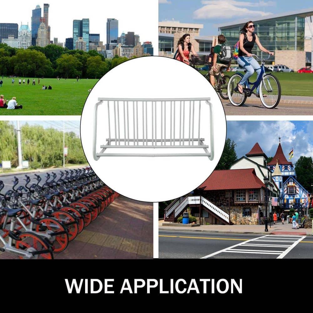 KFFKFF 10 Holders Floor Bike Rack, 59" Length All-Steel Grid Bike Rack, 10-Bike Capacity Dual-Side Storage Stand for Garages Streets Yards Bike Events