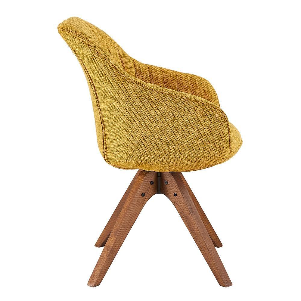 Art Leon Modern Swivel Fabric Accent Desk Chair with Beech Wood Legs, Yellow