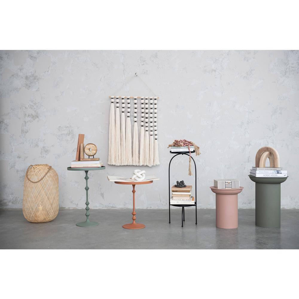 Storied Home Metal Two-Tier Accent Table and Plant Stand Black: Iron Frame, Round Tiered Display, No Assembly Tools Needed