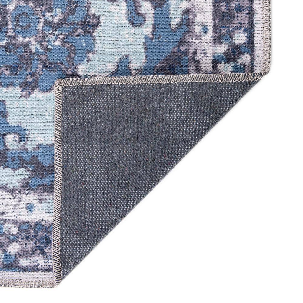 Navy Blue Medallion Synthetic Washable Square Rug