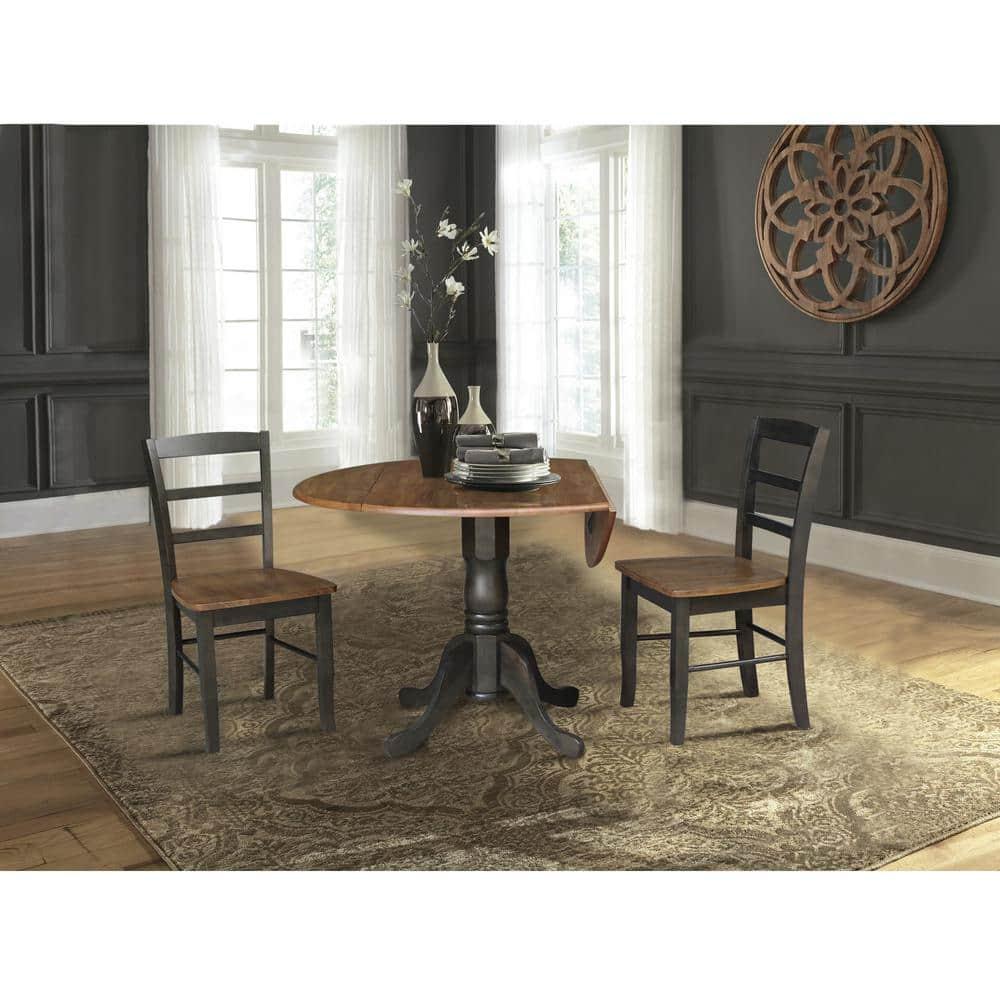 Set of 2 Madrid Ladderback Chairs Hickory/Washed Coal - International Concepts: Solid Wood, Unupholstered