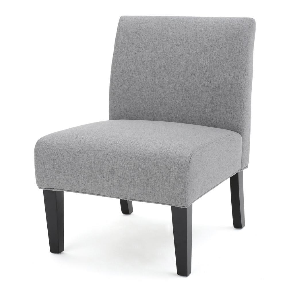 Modern Gray Fabric Armless Slipper Accent Chair with Wood Frame