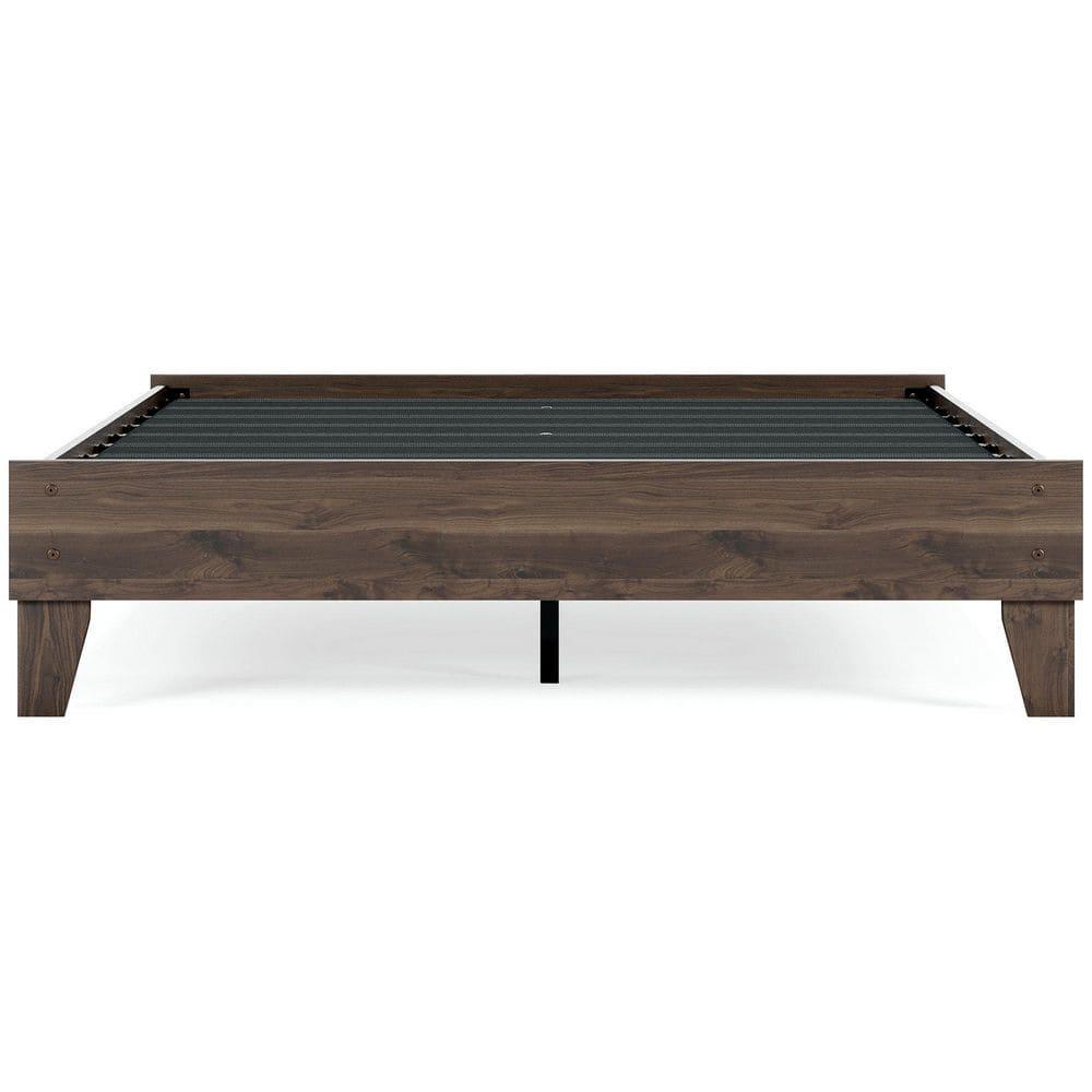 Queen Calverson Platform Bed Mocha - Signature Design by Ashley: Natural Finish, Wood Frame, No Box Spring Needed