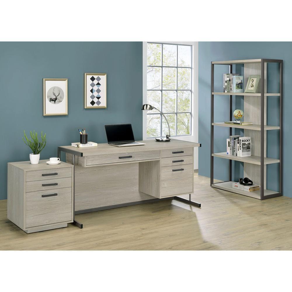 Coaster Loomis 4-drawer Modern Wood Office Desk in Whitewashed Gray