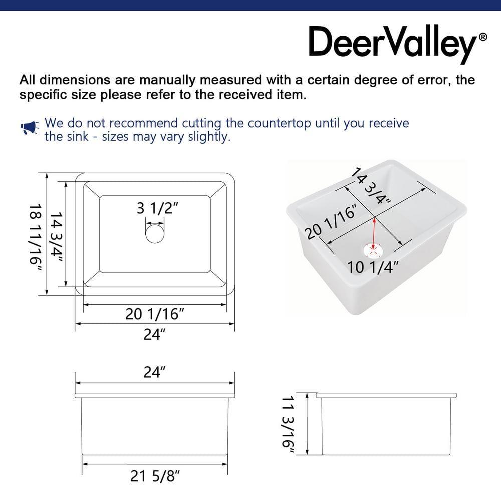 24" L x 19" W Rectangular White Fireclay Undermount Kitchen Sink with Basket Strainer and Sink Grid