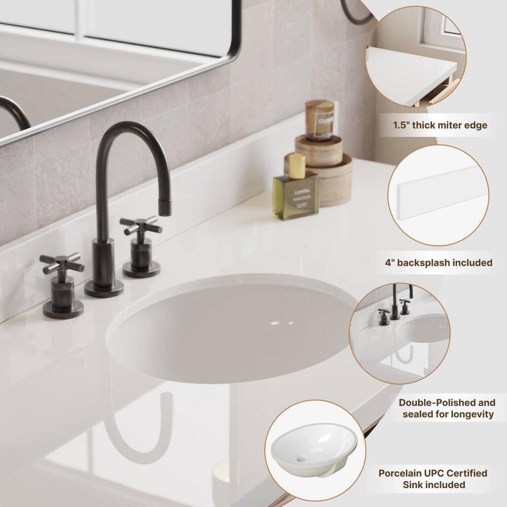 Ariel Bath Ariel Monrow 67 Inch Single Oval Sink Bathroom Vanity With Pure White Quartz Countertop