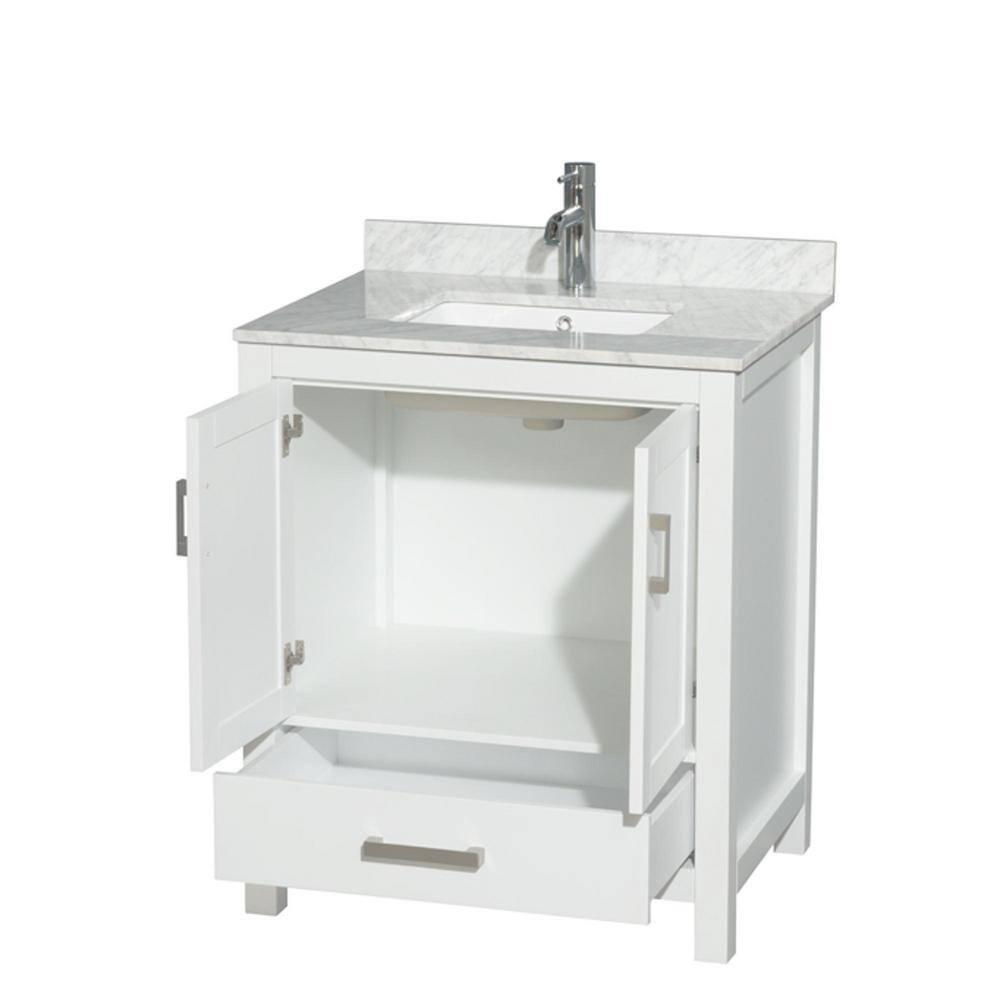 Wyndham Collection Sheffield 30" Freestanding Single Bathroom Vanity with Marble Top