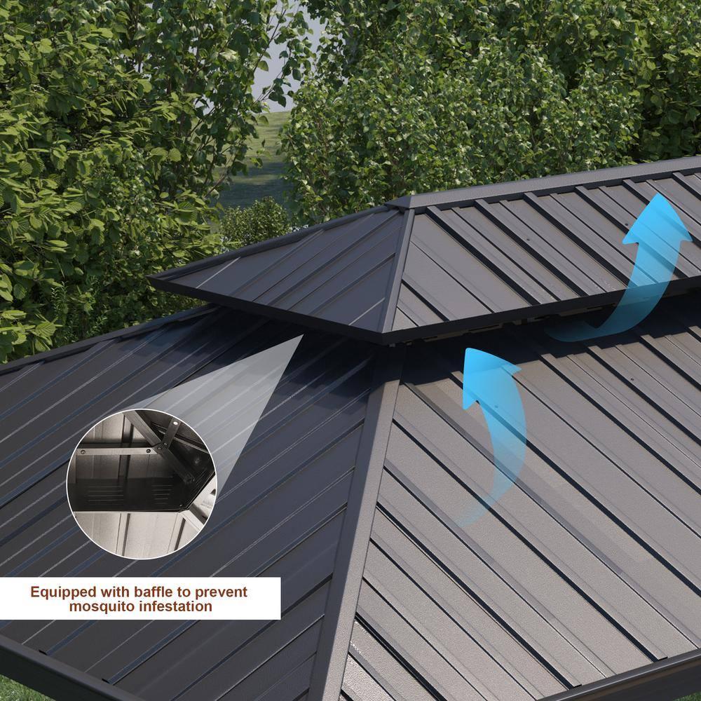 Boyel Living 12x20FT Hardtop Gazebo with Aluminum Double Roof Outdoor Pergola for Patio Lawn and Garden