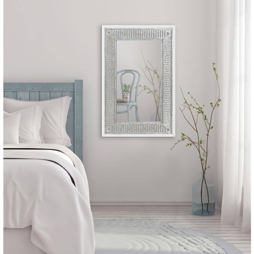 20" x 29.7" Deely Rectangle Wall Mirror White - Kate & Laurel All Things Decor: Modern Style, No Assembly, Wood Frame