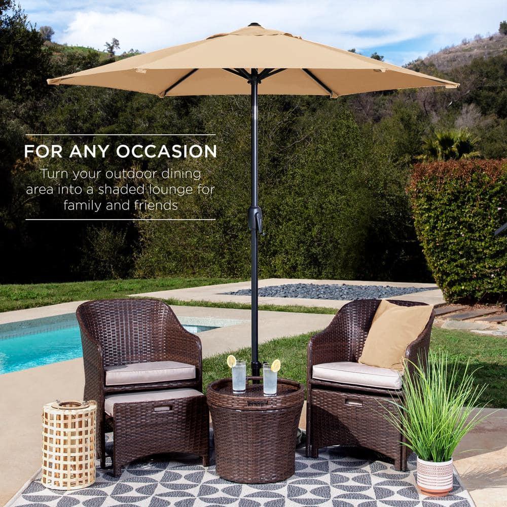 Best Choice Products 7.5ft Heavy-Duty Outdoor Market Patio Umbrella w/ Push Button Tilt, Easy Crank - Sand