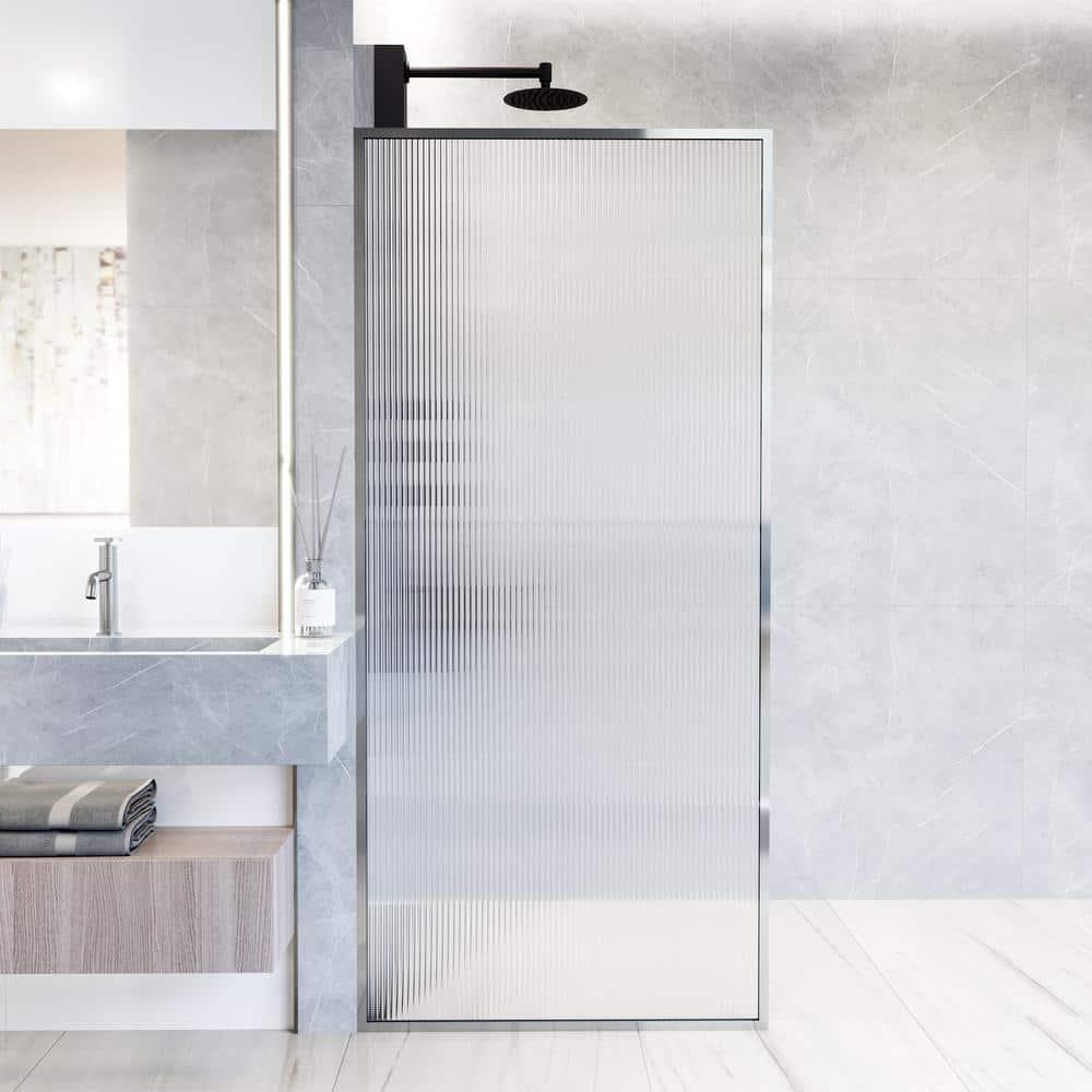 Meridian 34" W x 74" H Fixed Framed Shower Screen with 3/8" Glass