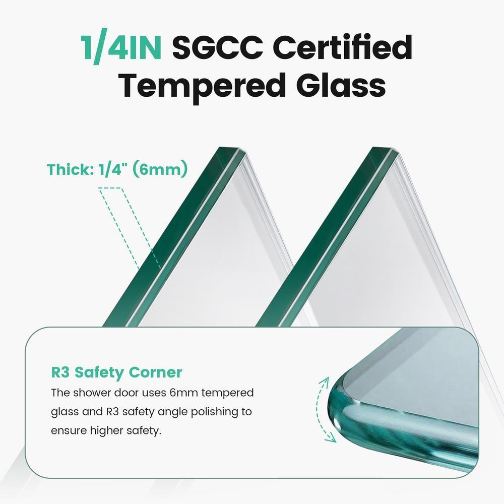 44-48 in.W x 72 in.H Semi-Frameless Sliding Shower Door Clear SGCC Tempered Glass.