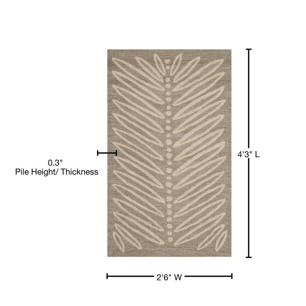 Martha Stewart Chevron Leaves - MSR3612 - Indoor Hand Tufted Accent Rugs - Chamois Beige - 2'6"x4'3"