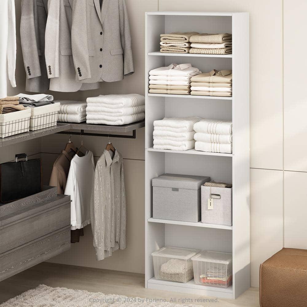 KINOFO 5-Cube Open Shelf Clothing & Closet Storage Organization, White
