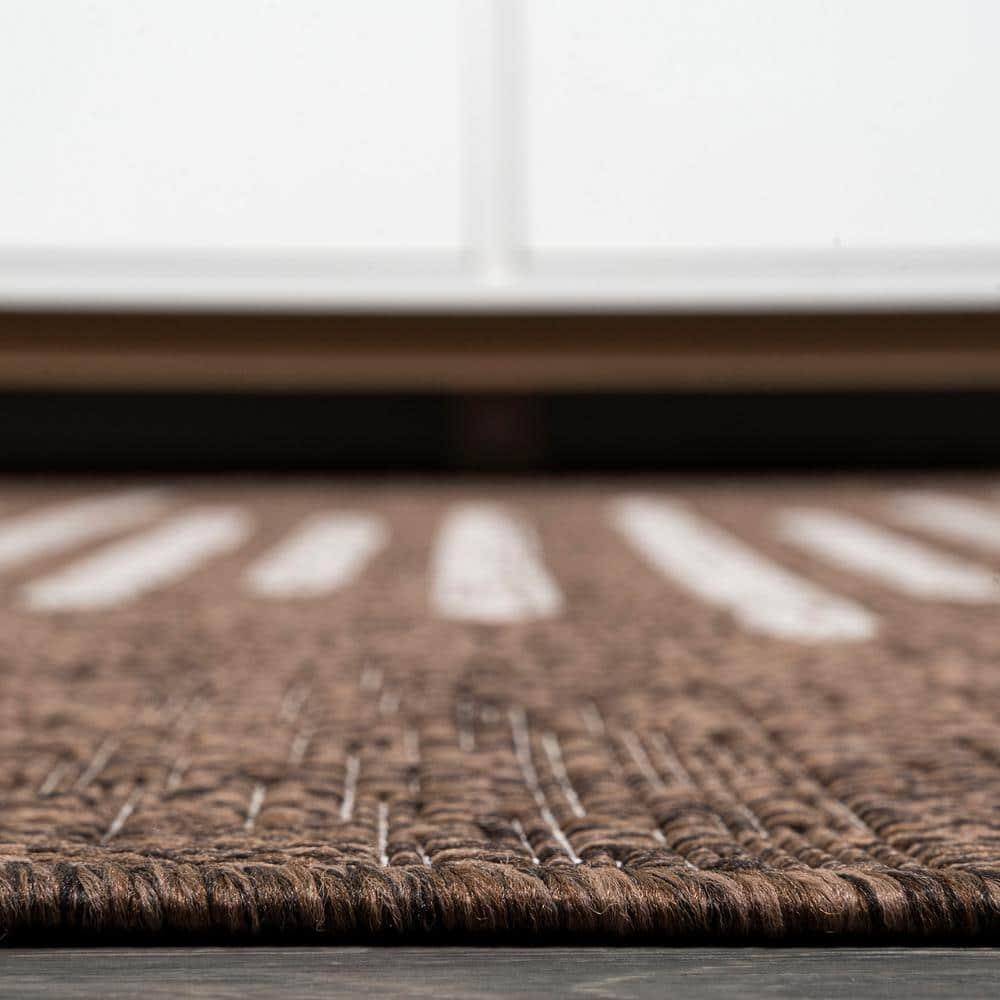 8'x10' Zolak Berber Stripe Geometric Indoor/Outdoor Area Rug, Brown/Beige - JONATHAN Y