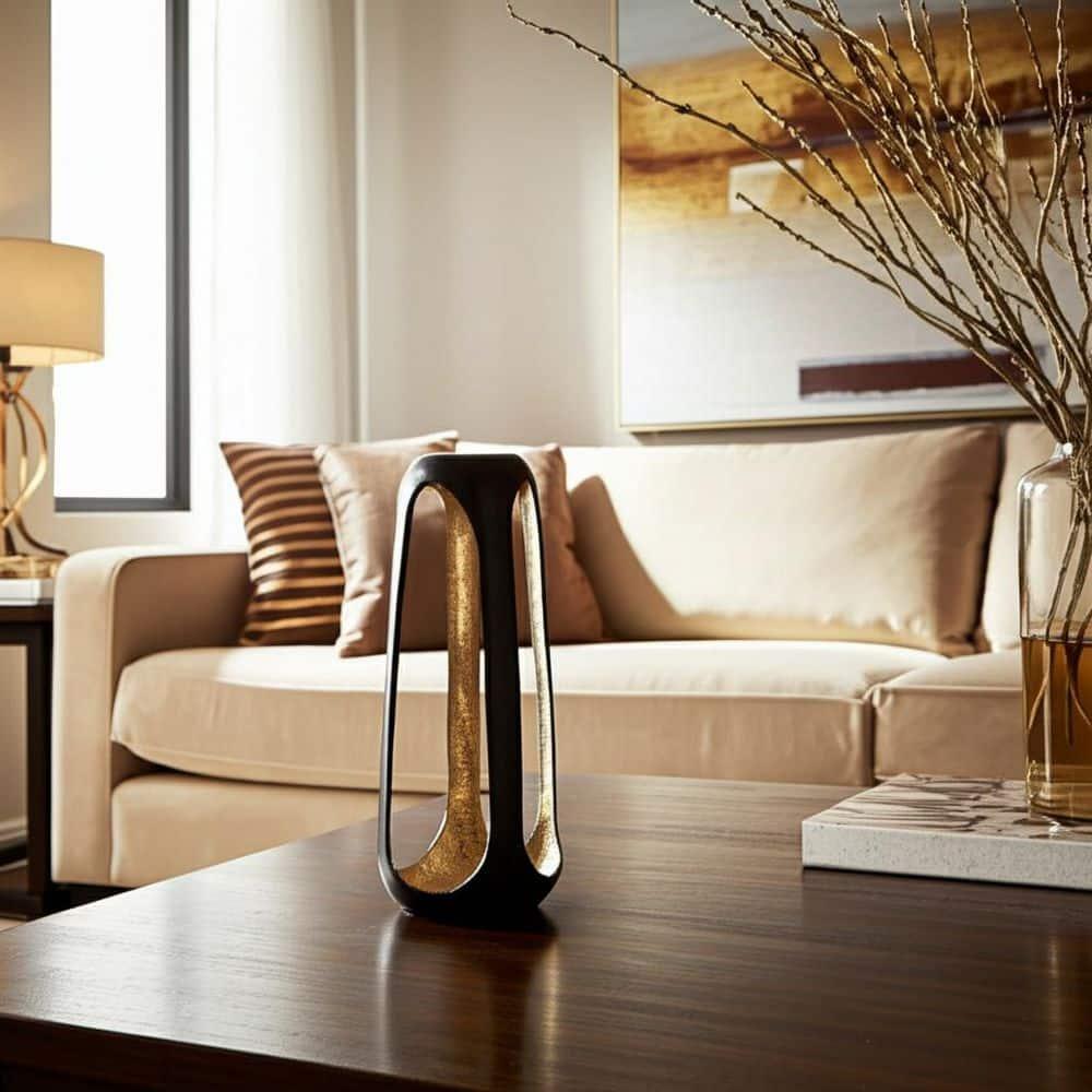 Sagebrook Home Metal 15"h Open Vase, Matte Black