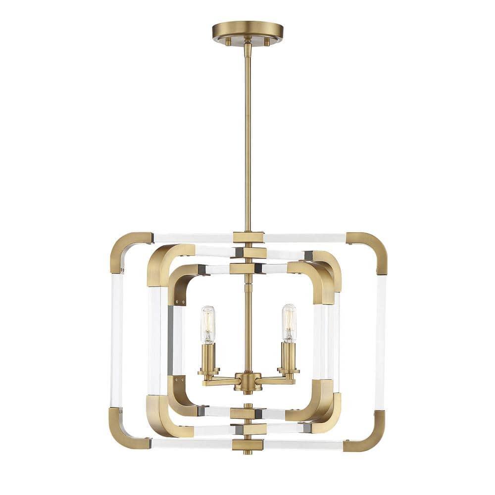 Savoy House Rotterdam 4 - Light Semi-Flush Mount in Warm Brass