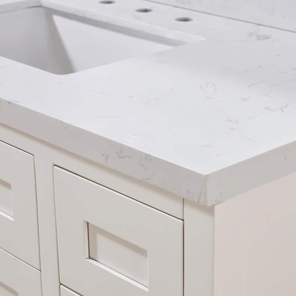 Altair 49" Single Bathroom Vanity Top in Aosta White with Sink