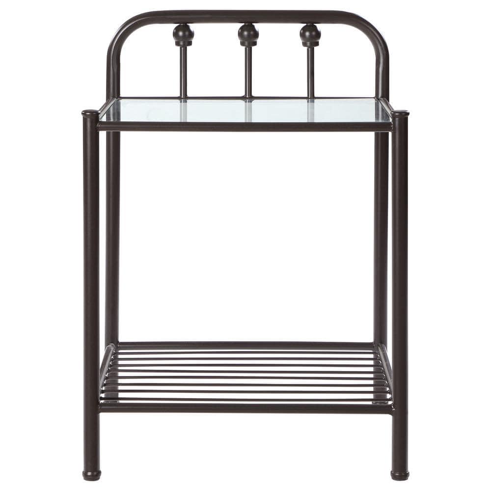 Coaster Livingston Traditional 1 Shelf Metal Nightstand with Glass Top Dark Bronze