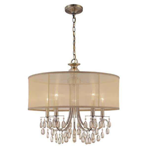 5625-AB-Crystorama Lighting-Hampton - Five Light Chandelier in Minimalist Style - 24 Inches Wide by 23 Inches High-Antique Brass Finish