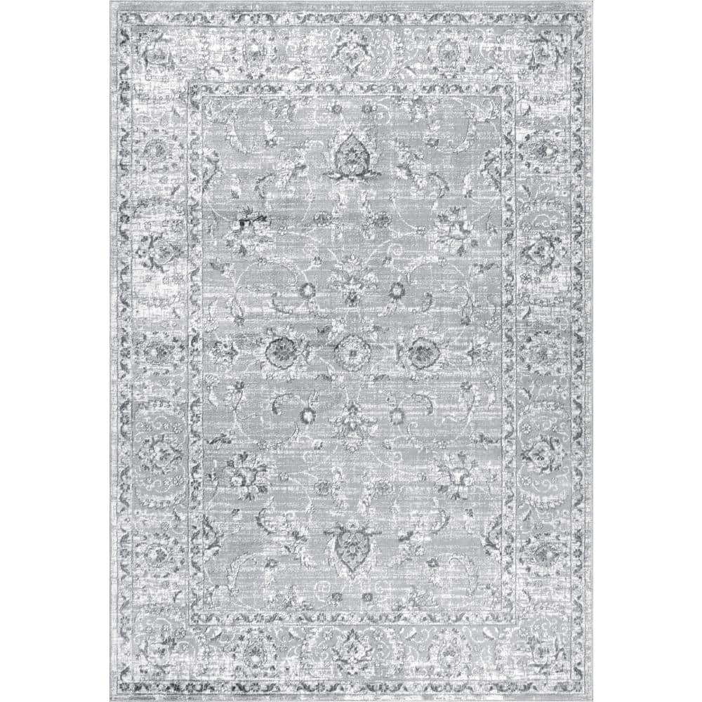4'x6' Modern Persian Vintage Area Rug, Light Grey - JONATHAN Y