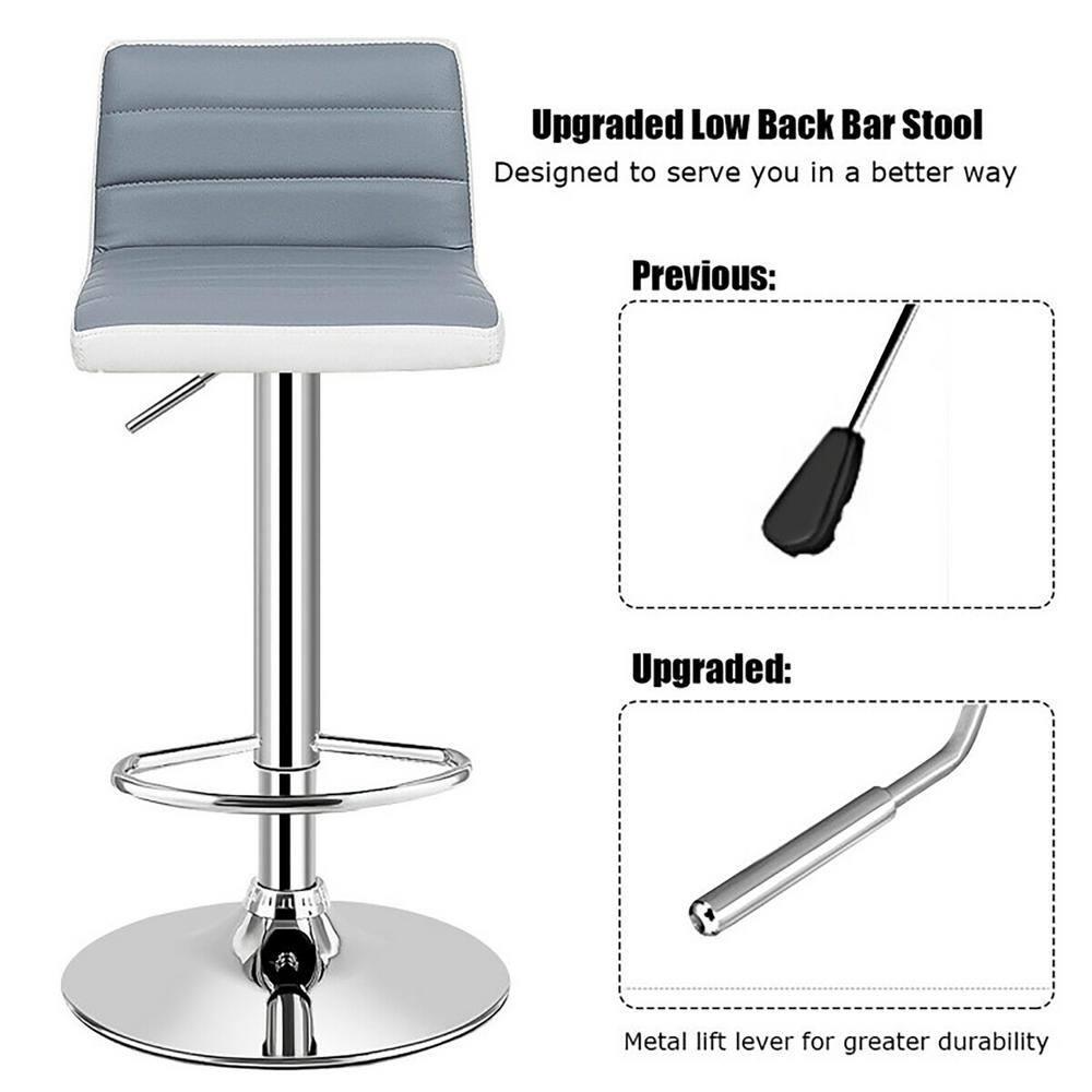 Costway Set of 2 Bar Stools Adjustable Barstool PU Leather Swivel Pub Chairs Armless