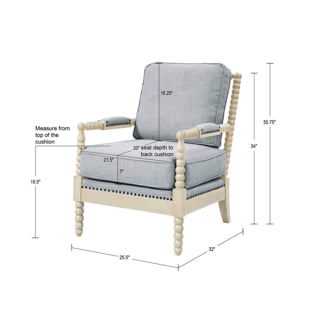 Madison Park Donohue Traditional Fabric/Wood Accent Arm Chair in Blue/Cream