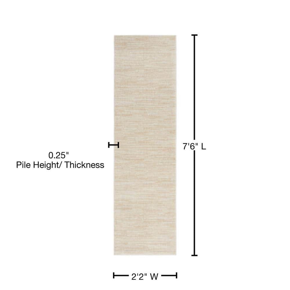 Nourison Essentials Easy Care Indoor Outdoor Area Rug - Ivory Beige 2'2" x 7'6"