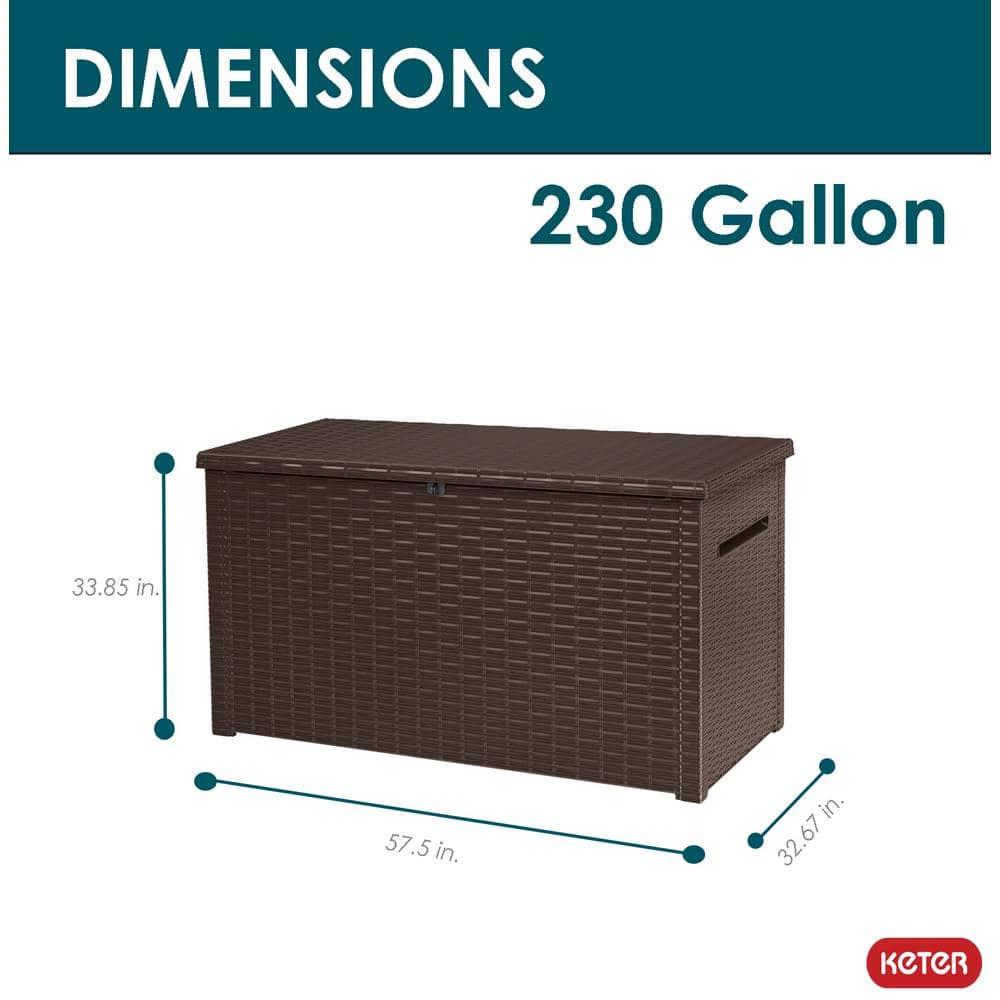 Java 230Gal Oversized Wicker-Resin Deck Box with Lockable Lid - Brown