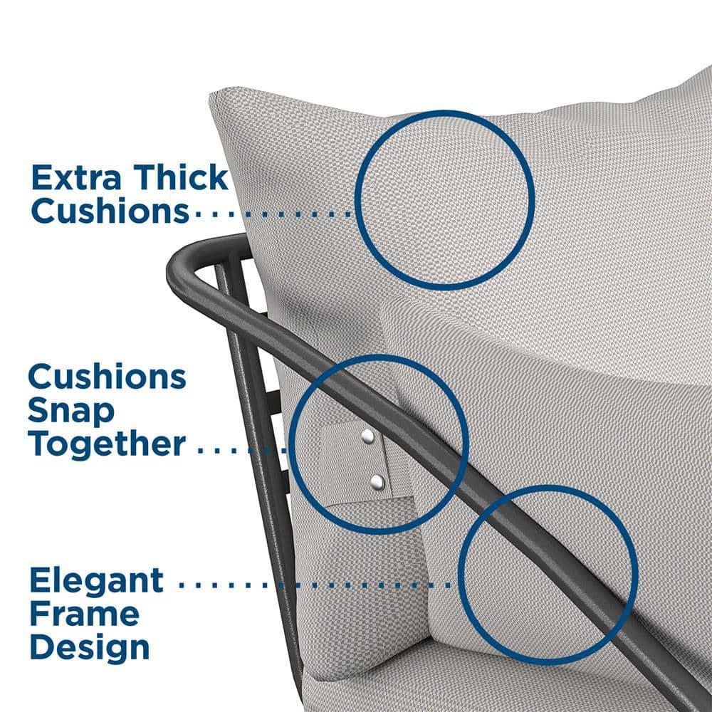 Teddi 2pc Outdoor Lounge Chairs Charcoal - Novogratz: Weather-Resistant Patio Furniture, Steel Frame