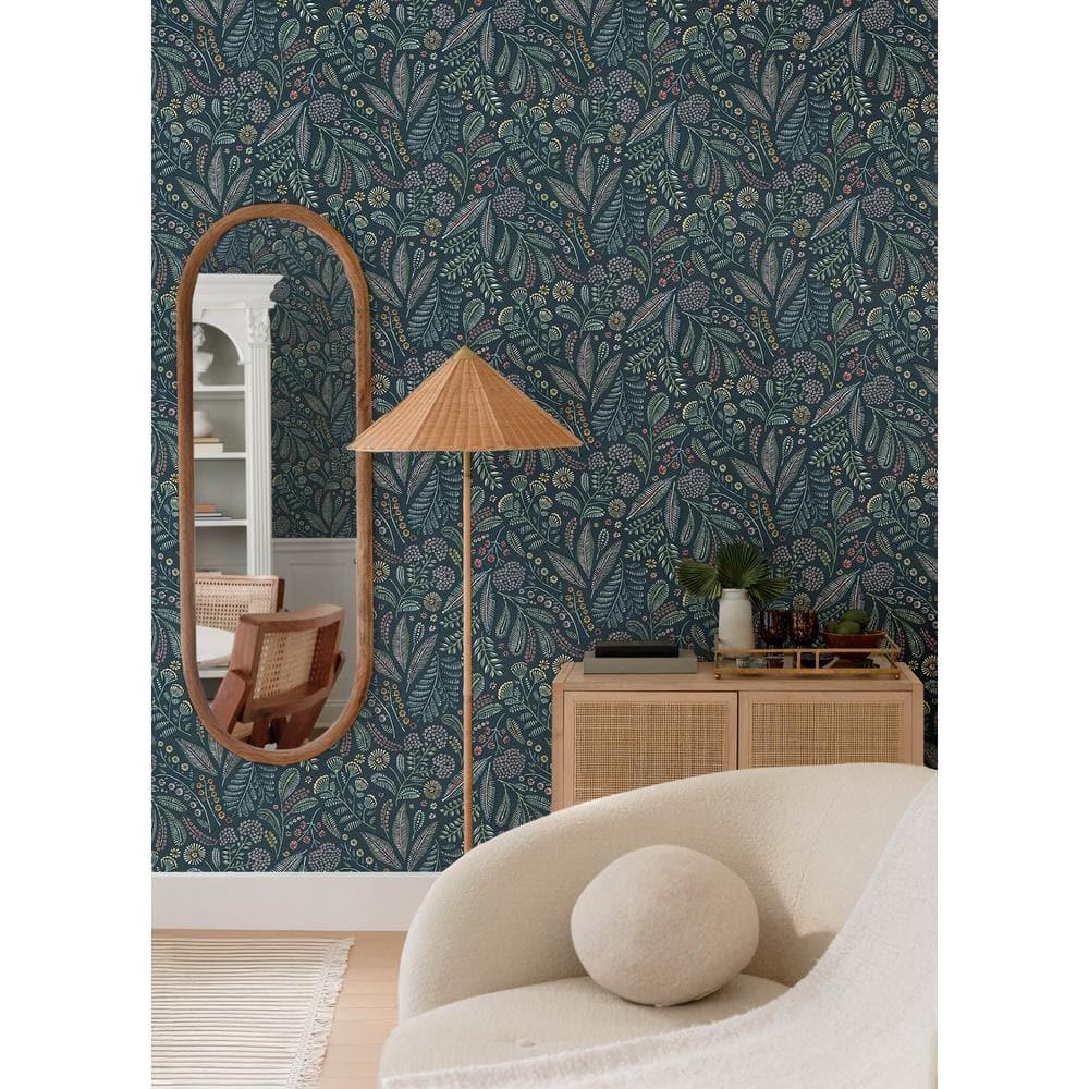 Briar Teal Floral Non-Woven Removable Wallpaper