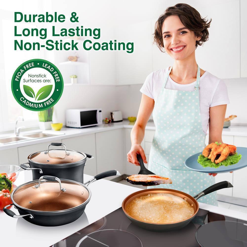 NutriChef 14 - Piece Non-Stick Aluminum Cookware Set