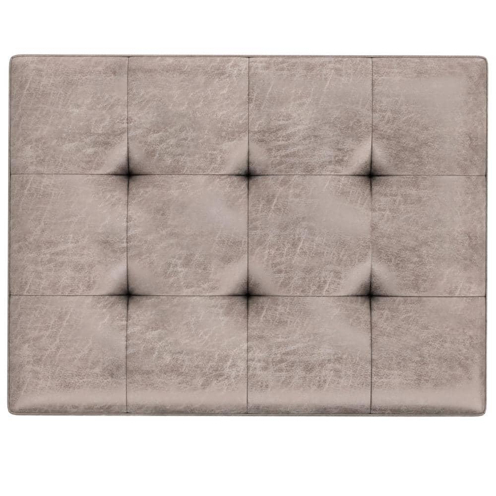 Simpli Home Shay 34"W Upholstered Coffee Table Storage Ottoman with Lift Top and Tufted Detailing